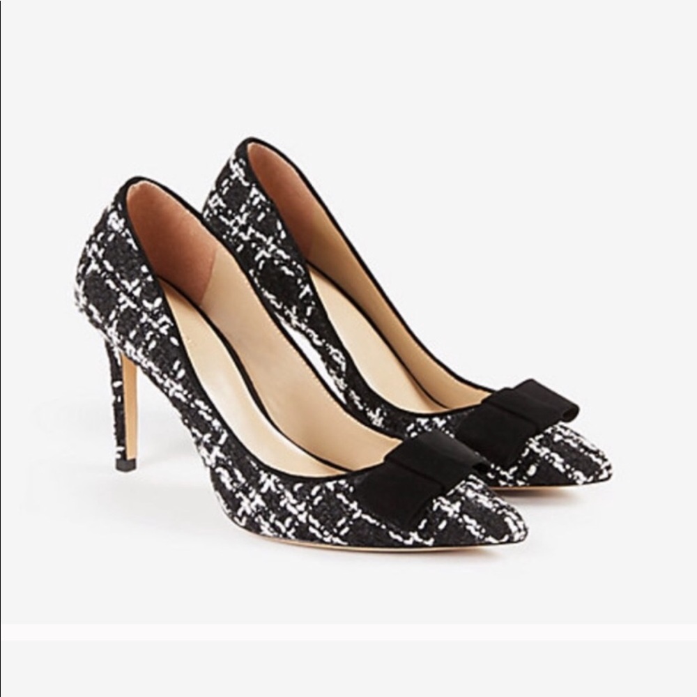 Ann Taylor tweed bow pumps
